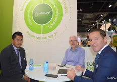 The Robinson Fresh team from the US had a tight schedule of meetings in Madrid as Rolando Haches (left) and Jose Rossignoli (right) meet with client Ian Williams (center).